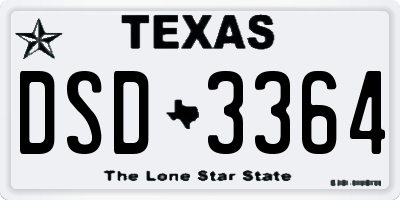 TX license plate DSD3364