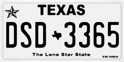 TX license plate DSD3365