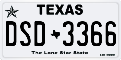 TX license plate DSD3366