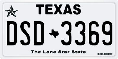 TX license plate DSD3369
