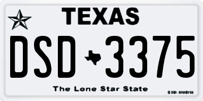 TX license plate DSD3375