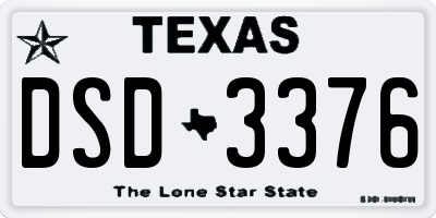 TX license plate DSD3376