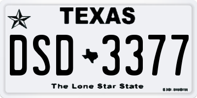 TX license plate DSD3377