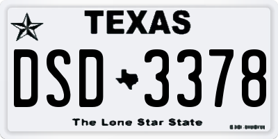 TX license plate DSD3378