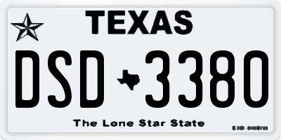 TX license plate DSD3380