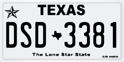 TX license plate DSD3381