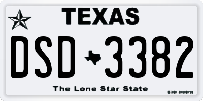 TX license plate DSD3382