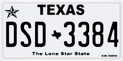 TX license plate DSD3384