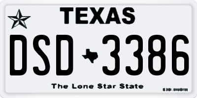 TX license plate DSD3386