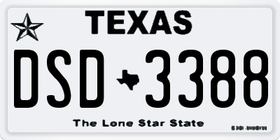 TX license plate DSD3388
