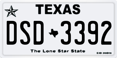 TX license plate DSD3392