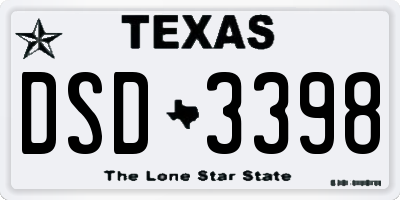 TX license plate DSD3398