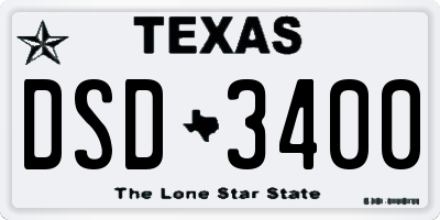 TX license plate DSD3400