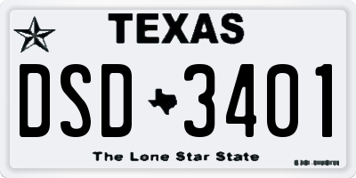 TX license plate DSD3401
