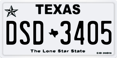 TX license plate DSD3405