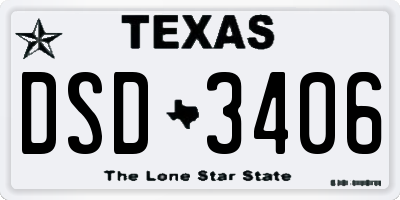 TX license plate DSD3406