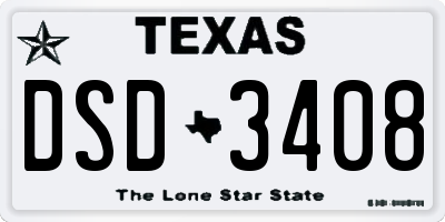 TX license plate DSD3408