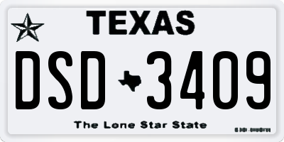 TX license plate DSD3409