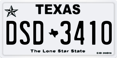 TX license plate DSD3410
