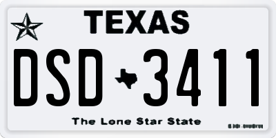 TX license plate DSD3411
