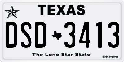 TX license plate DSD3413