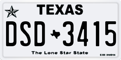 TX license plate DSD3415