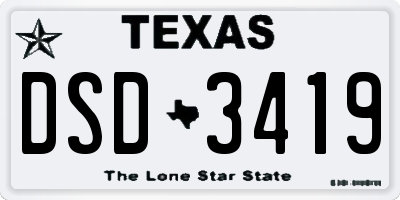 TX license plate DSD3419