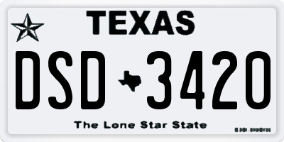 TX license plate DSD3420