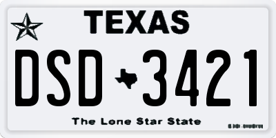 TX license plate DSD3421