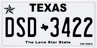 TX license plate DSD3422