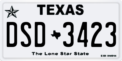 TX license plate DSD3423