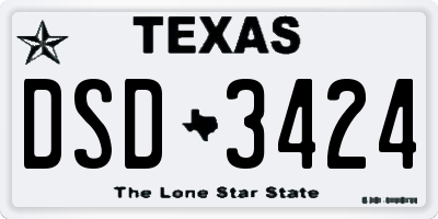 TX license plate DSD3424