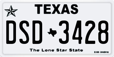 TX license plate DSD3428