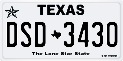 TX license plate DSD3430