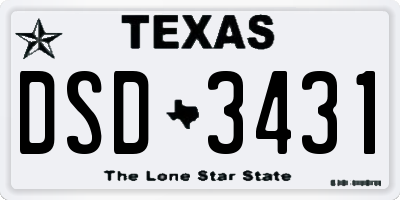 TX license plate DSD3431