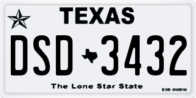 TX license plate DSD3432