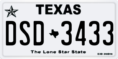 TX license plate DSD3433