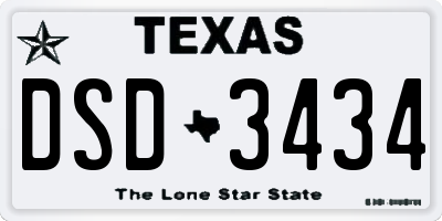 TX license plate DSD3434