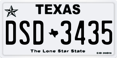 TX license plate DSD3435
