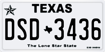 TX license plate DSD3436