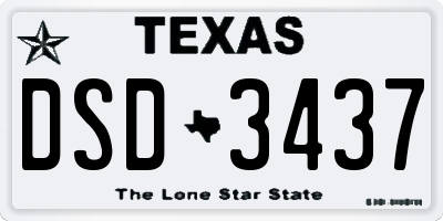 TX license plate DSD3437