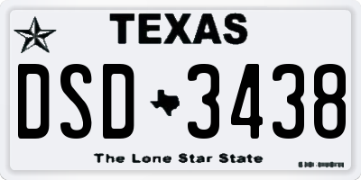 TX license plate DSD3438