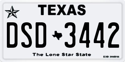 TX license plate DSD3442
