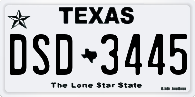 TX license plate DSD3445