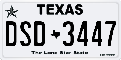 TX license plate DSD3447