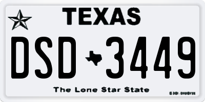 TX license plate DSD3449