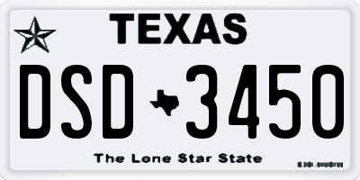 TX license plate DSD3450