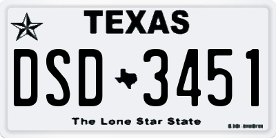 TX license plate DSD3451