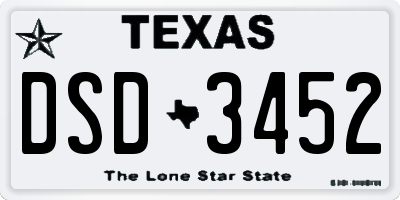 TX license plate DSD3452