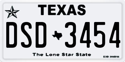 TX license plate DSD3454